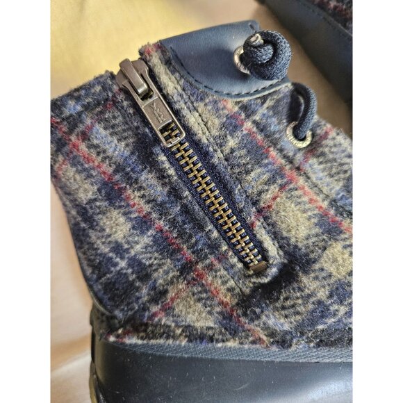 Sperry Womens Plaid Saltwater Duck Boots With Side Zipper & Rubber Sole Size 8 - Picture 2 of 8
